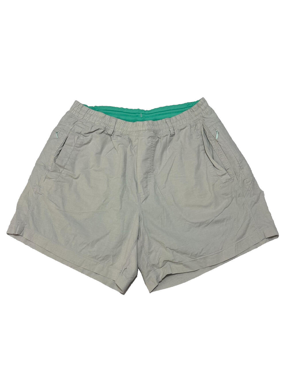Birddogs Shorts Mens Large L Khaki Boomstick Blue Lined Athletic Gym Stretch